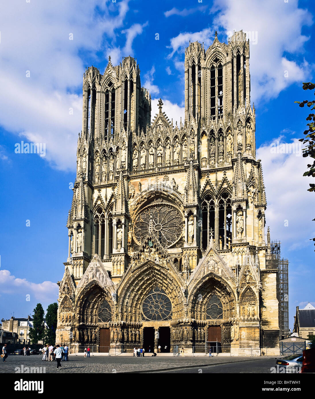 Gotische Kathedrale NotreDame aus dem 13. Jahrhundert, Reims, Marne