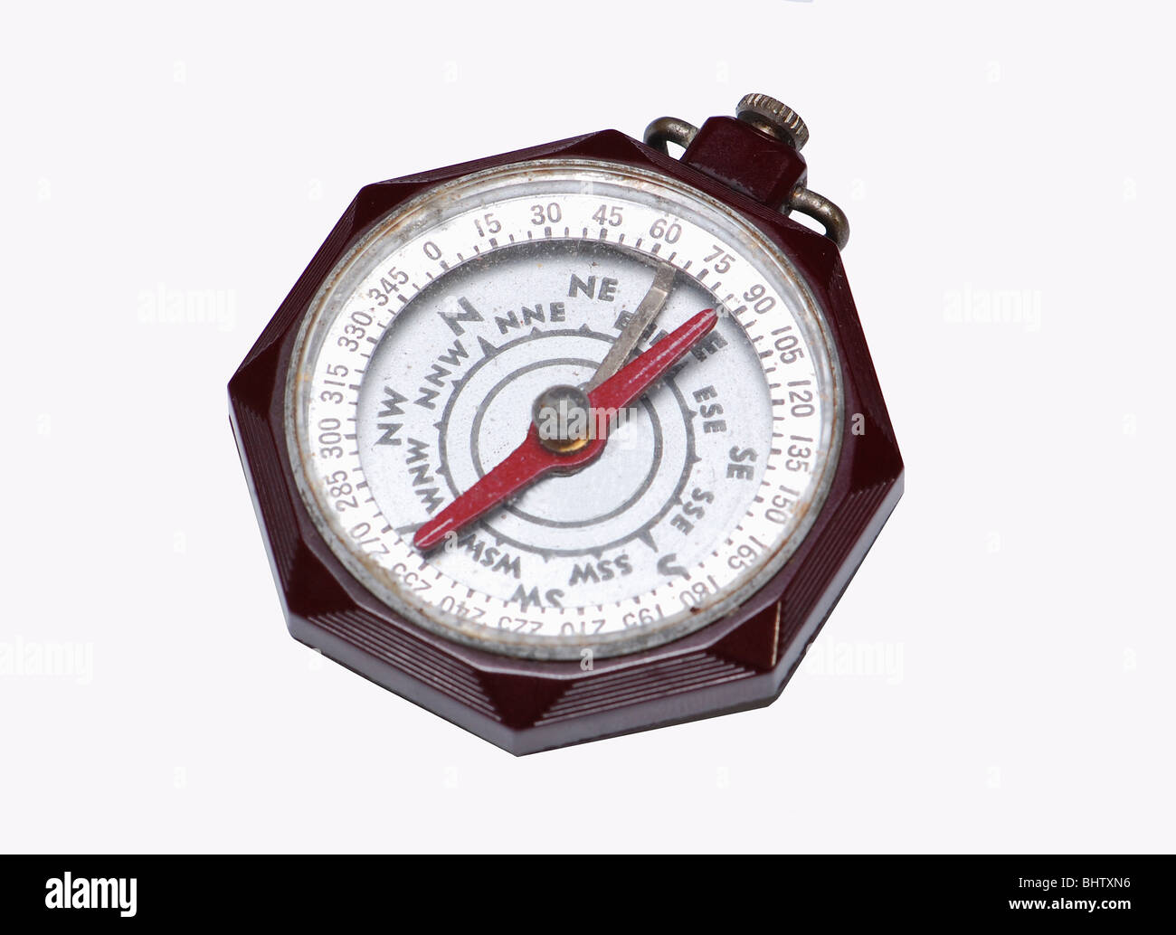 Original Pfadfinder von Amerika Kompass auf weiß Stockfoto
