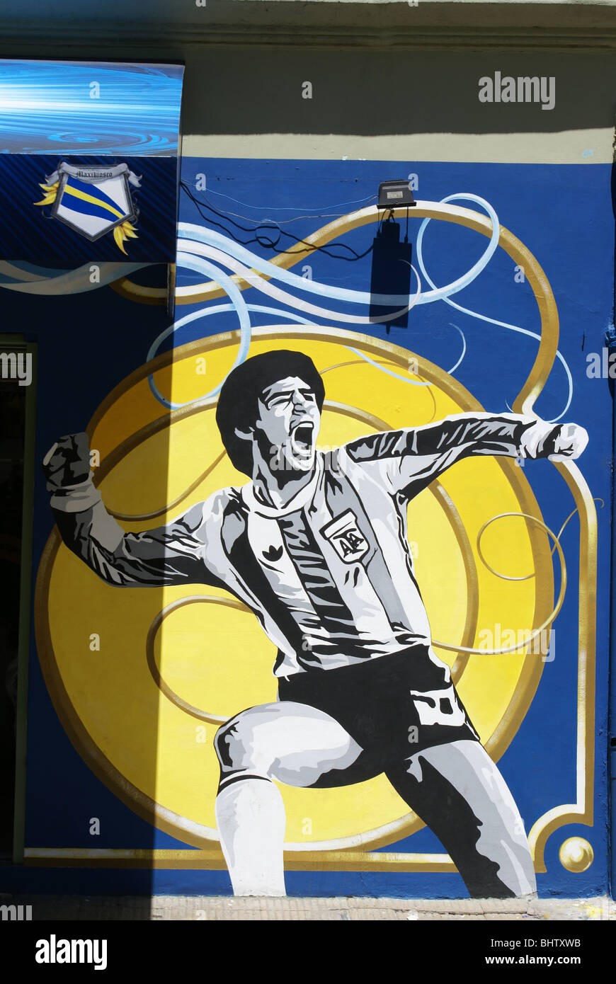 Wandbild von Argentinien Fußballer Diego Maradona in La Boca, Buenos Aires, Argentinien Stockfoto