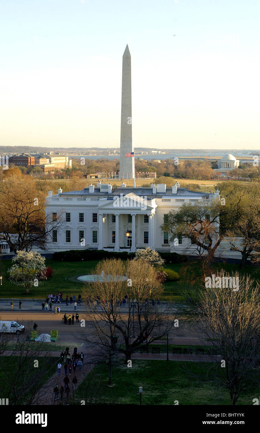 Das weiße Haus und das Washington Monument in Washington, D.C., USA Stockfoto