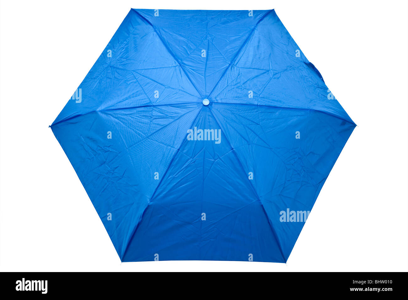 Oben auf eine Dame kompakte offene blaue Regenschirm Stockfotografie - Alamy