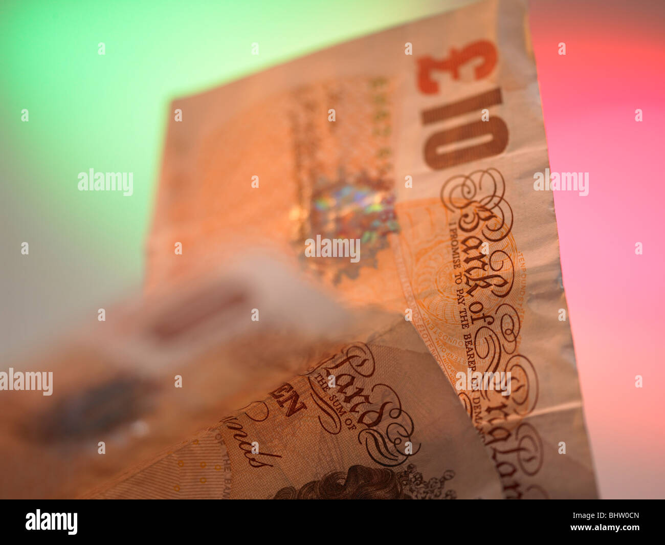 zehn Pfund-Noten Stockfoto