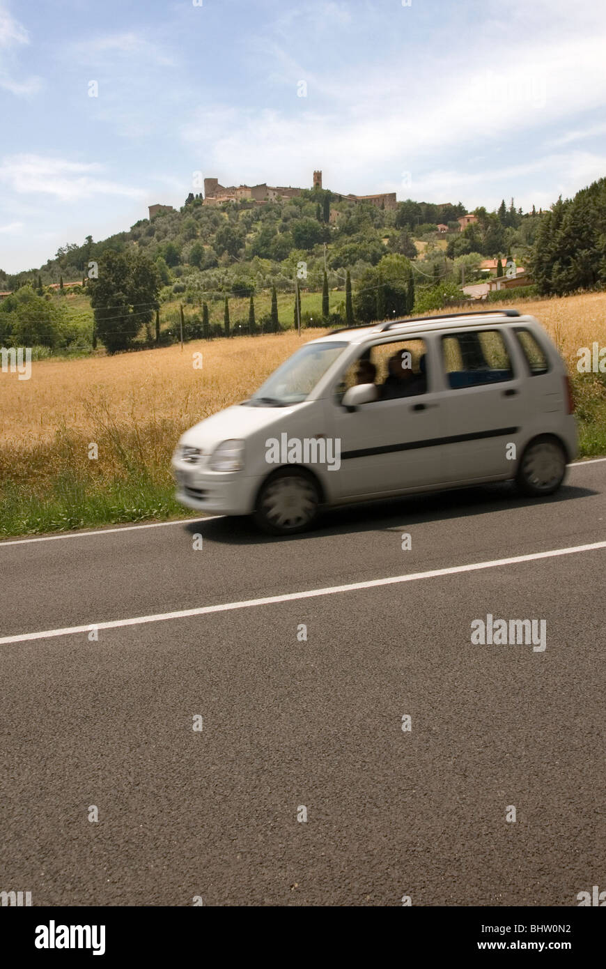 Auto vorbei Montemerano in der Region bekannt als Maremma in der Provence von Grosseto, Toskana Italien Stockfoto
