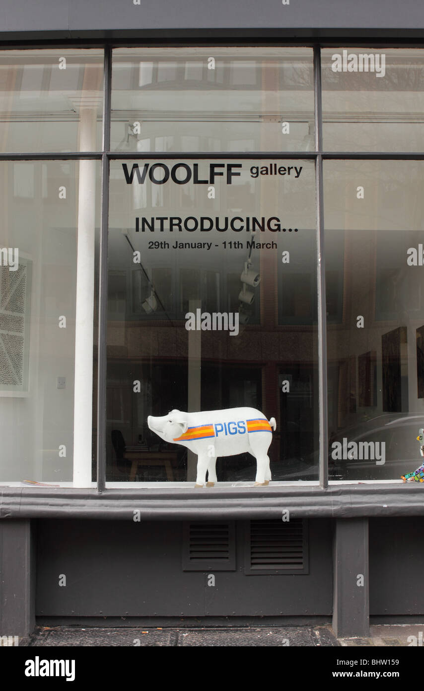 Die Woolff Galerie Kunstgalerie in Charlotte Street London England Stockfoto