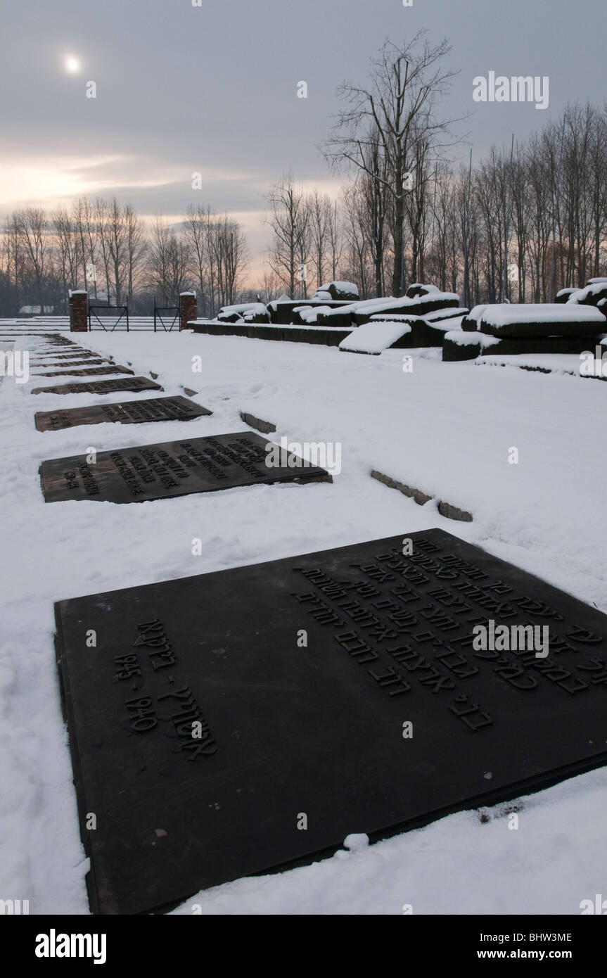 Auschwitz Birkenau KZ Museum im winter Stockfoto