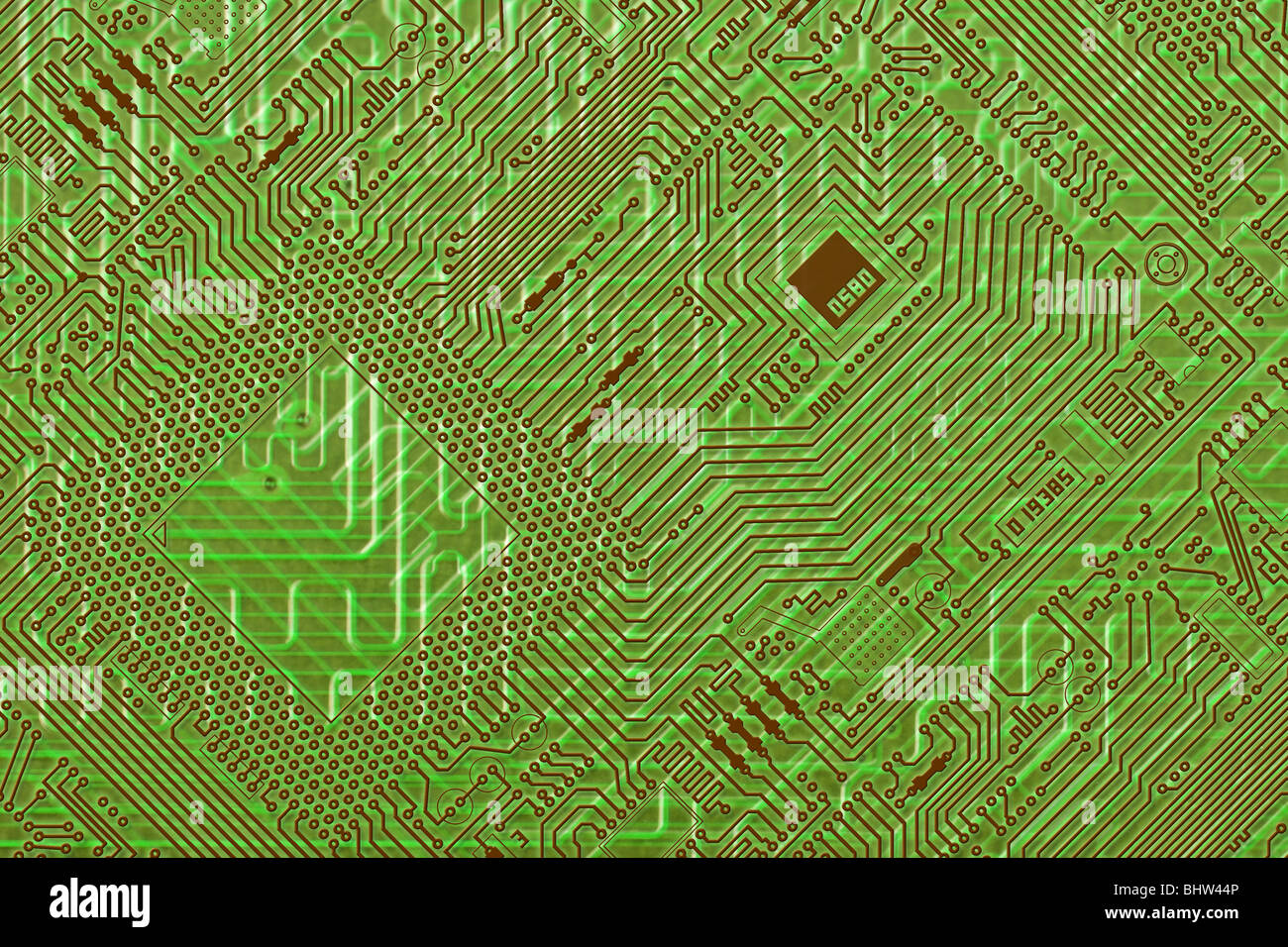 Platine elektronische grüne fantastische Diagonale Hintergrund Stockfoto