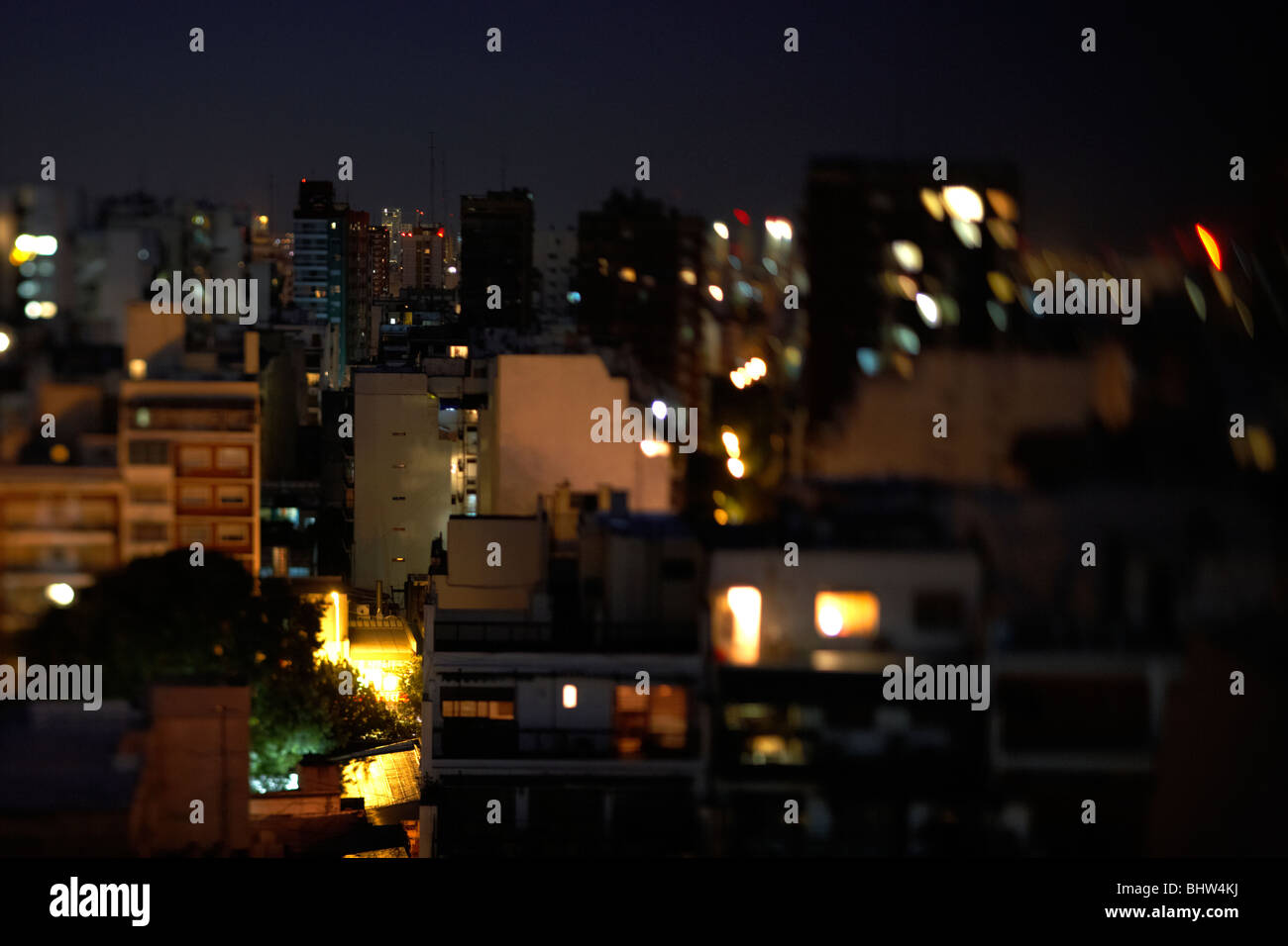 Dächer in den Abend Buenos Aires Argentinien mit Tilt Shift Objektiv selektiven Fokus genommen Stockfoto