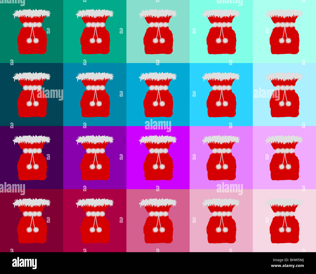 Viele St Nicholas motorradkoffer auf farbigem Hintergrund Stockfoto