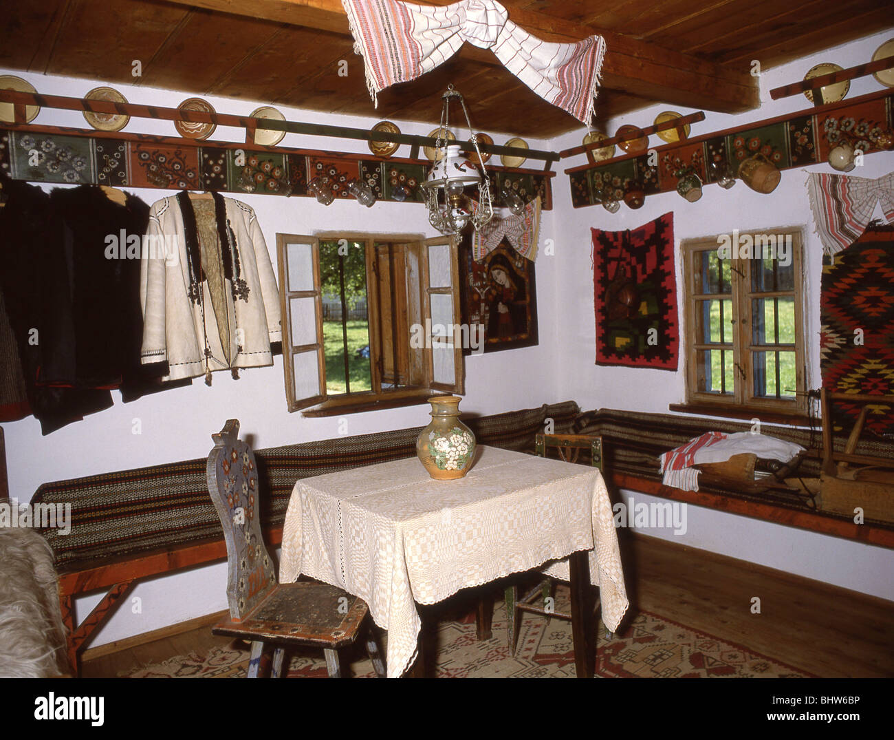 Zimmereinrichtung, Bran Museum, Bran Castle, Bran (Dracula's) Castle, Bran, Brasov County, Rumänien Stockfoto