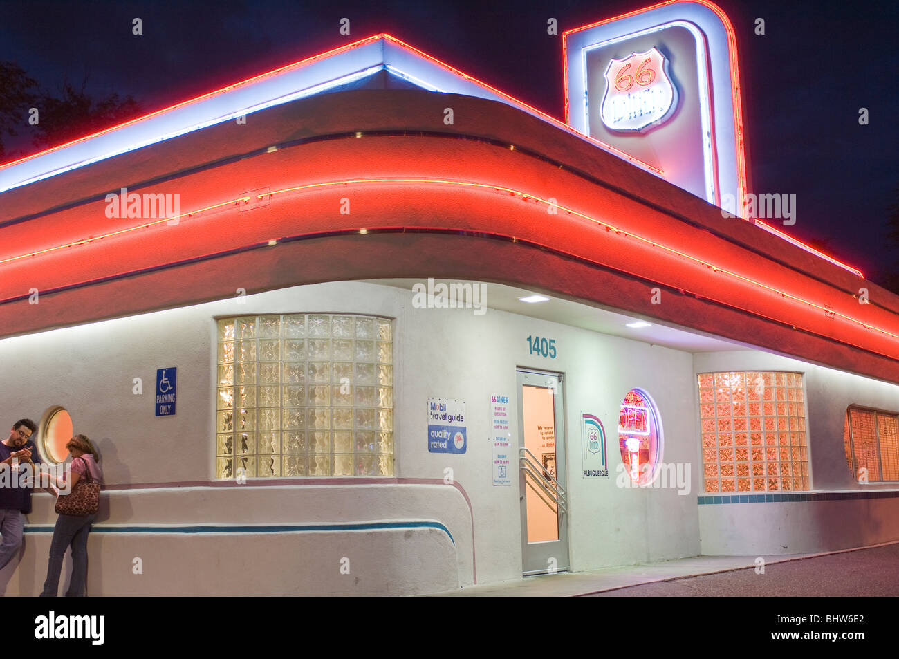 Die 66 Diner entlang historischer Route 66 Albuquerque, New Mexico. Stockfoto