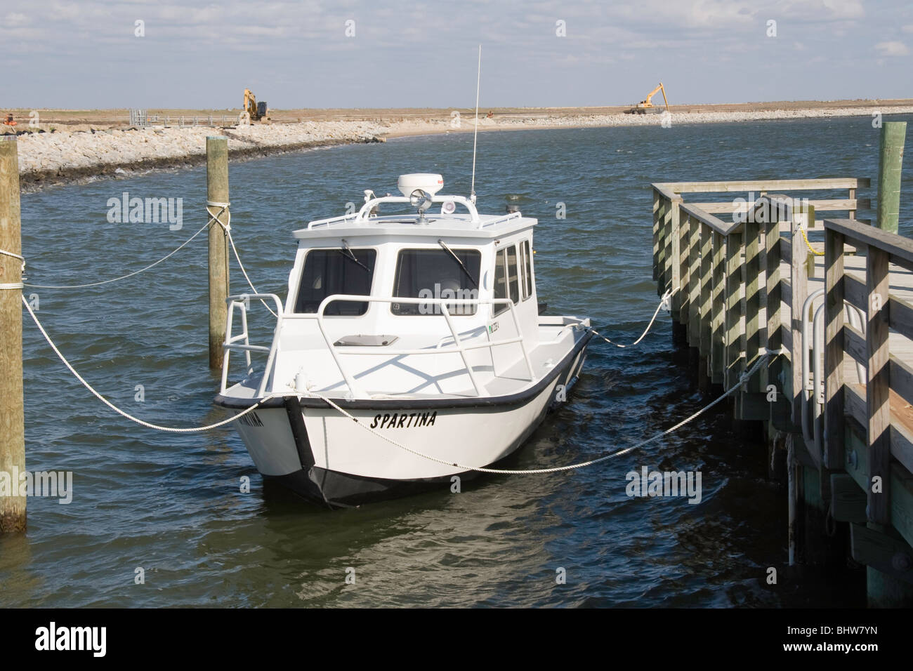 Dienstprogramm Boot im Poplar Island Stockfoto