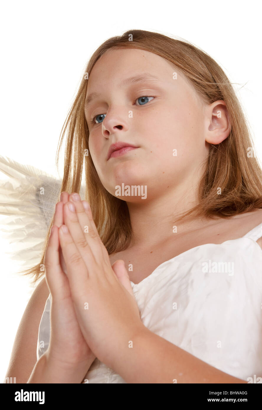 reine und unschuldige Engel Fee Mädchen beten Stockfoto