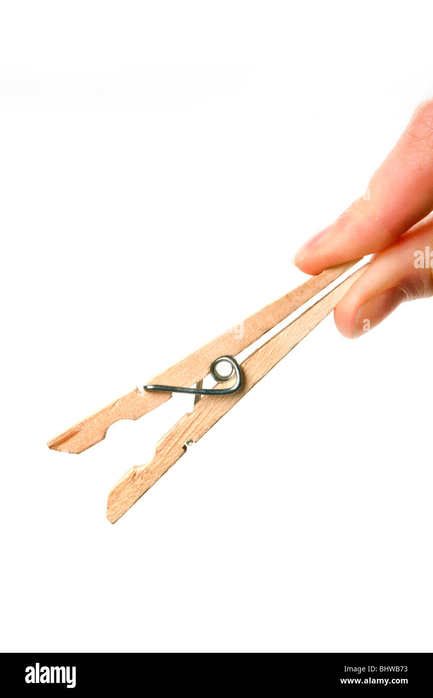 Hand und Kleidung pin Stockfoto