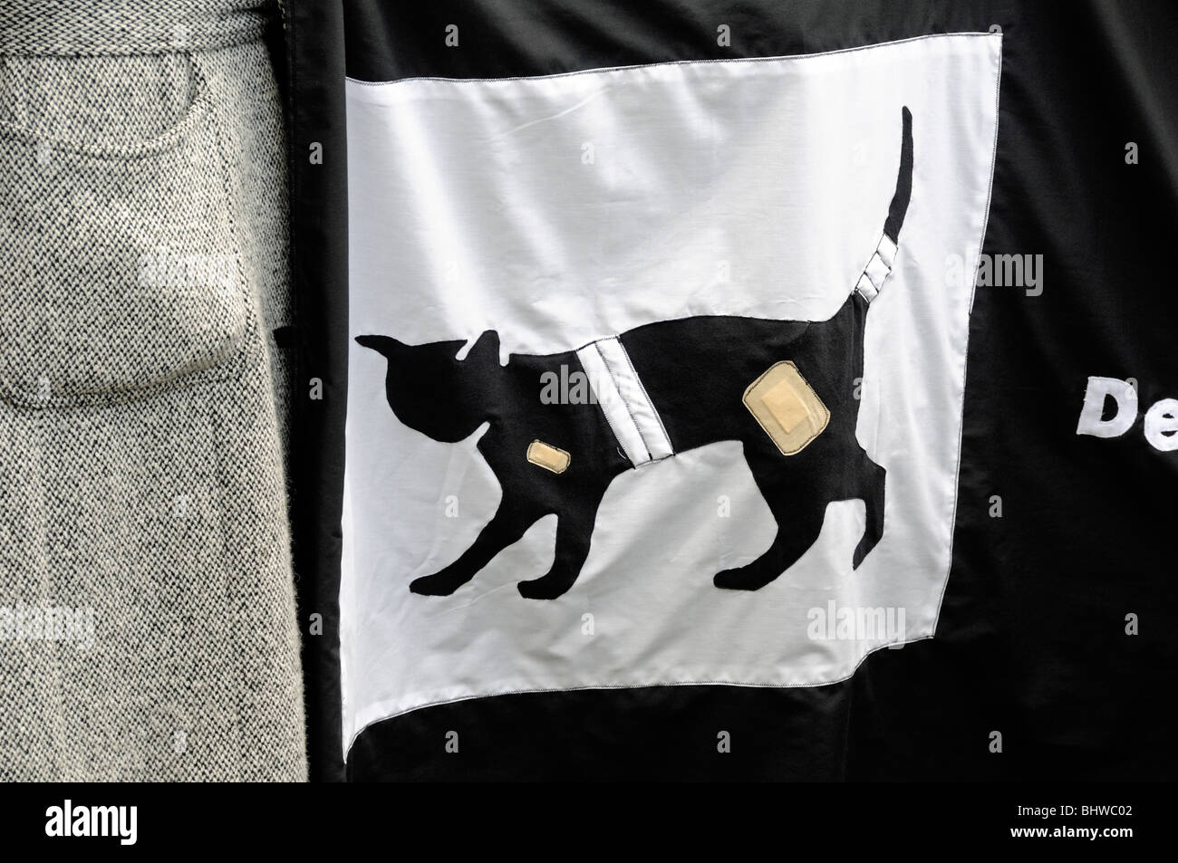 Whittington Krankenhaus Cat Logo Banner mit Verband und Pflaster auf dem Speichern Whittington A&E Marsch Stockfoto