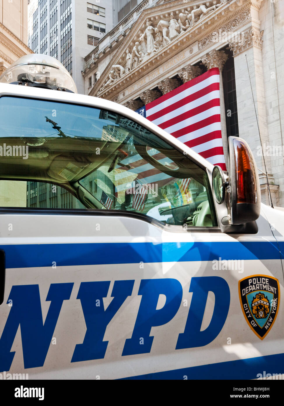NYPD Polizeifahrzeug geparkt außerhalb New York Stock Exchange Stockfoto