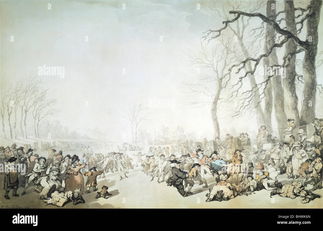 "Skater auf der Serpentine", Stadt von Westminster, London, 1786.  Künstler: Thomas Rowlandson Stockfoto