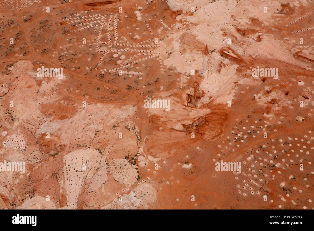 Luftaufnahmen von Opalminen von Coober Pedy (Outback, Süd-Australien). Stockfoto