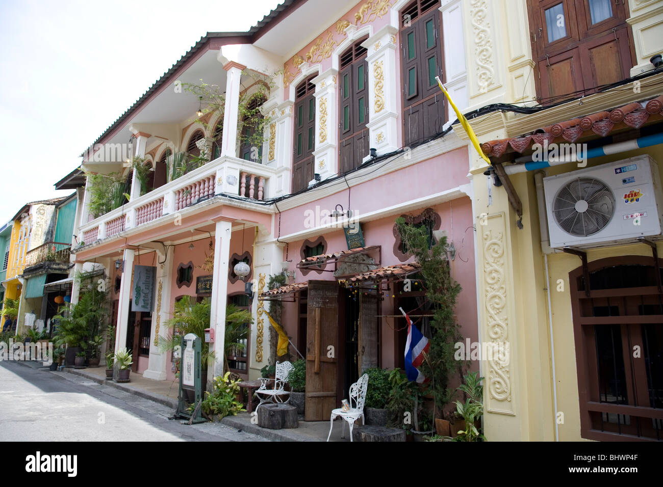 Architektur und wohnen am Soi Romanée - Phuket Town - Thailand Stockfoto