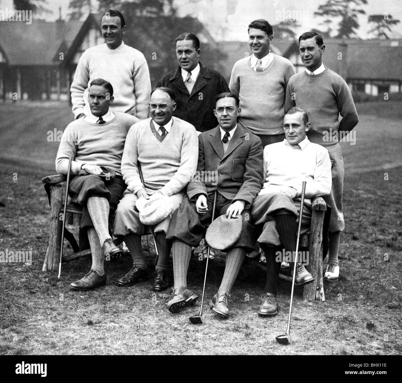 Amerikanischen Walker Cup team 1930 G.Voight Don Moe R Jones R.R. Mackenzie G.Von Elm F. Gumiet Dr. O wird Harrison Johnston Stockfoto