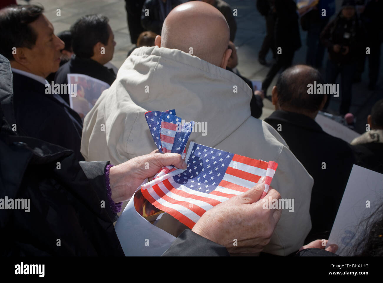 Gemeindeleiter und Klerus zu sammeln, in City Hall in New York zu drängen Latinos zur Teilnahme an der Volkszählung 2010 Stockfoto