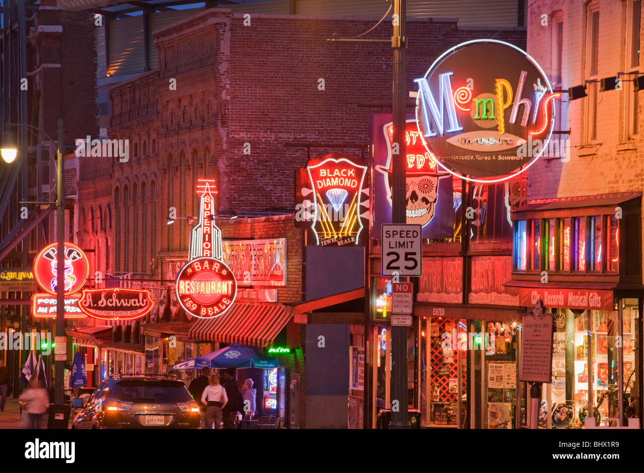 Beale Street, Heimat des Blues, Memphis, Tennessee Stockfoto