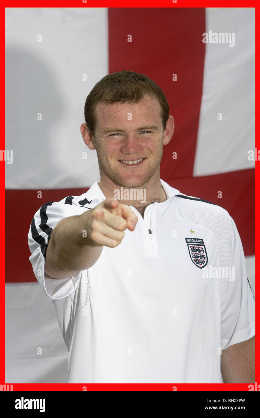 Englands Wayne Rooney freut sich auf das Viertelfinale-Spiel gegen Portugal Juni 2006 Stockfoto