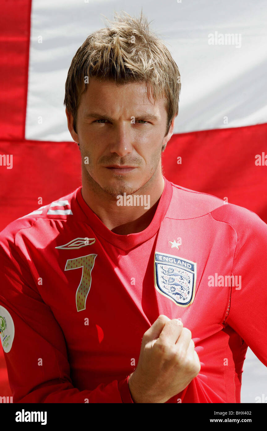 England Kapitän David Beckham freut sich auf das Weltcup-Finale in Deutschland Juni 2006 Stockfoto