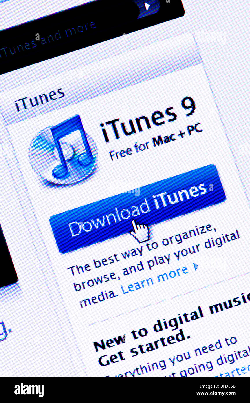 Makro-Screenshot von iTunes laden Symbol / option Bar auf der Apple Website. Nur zur redaktionellen Verwendung. Stockfoto