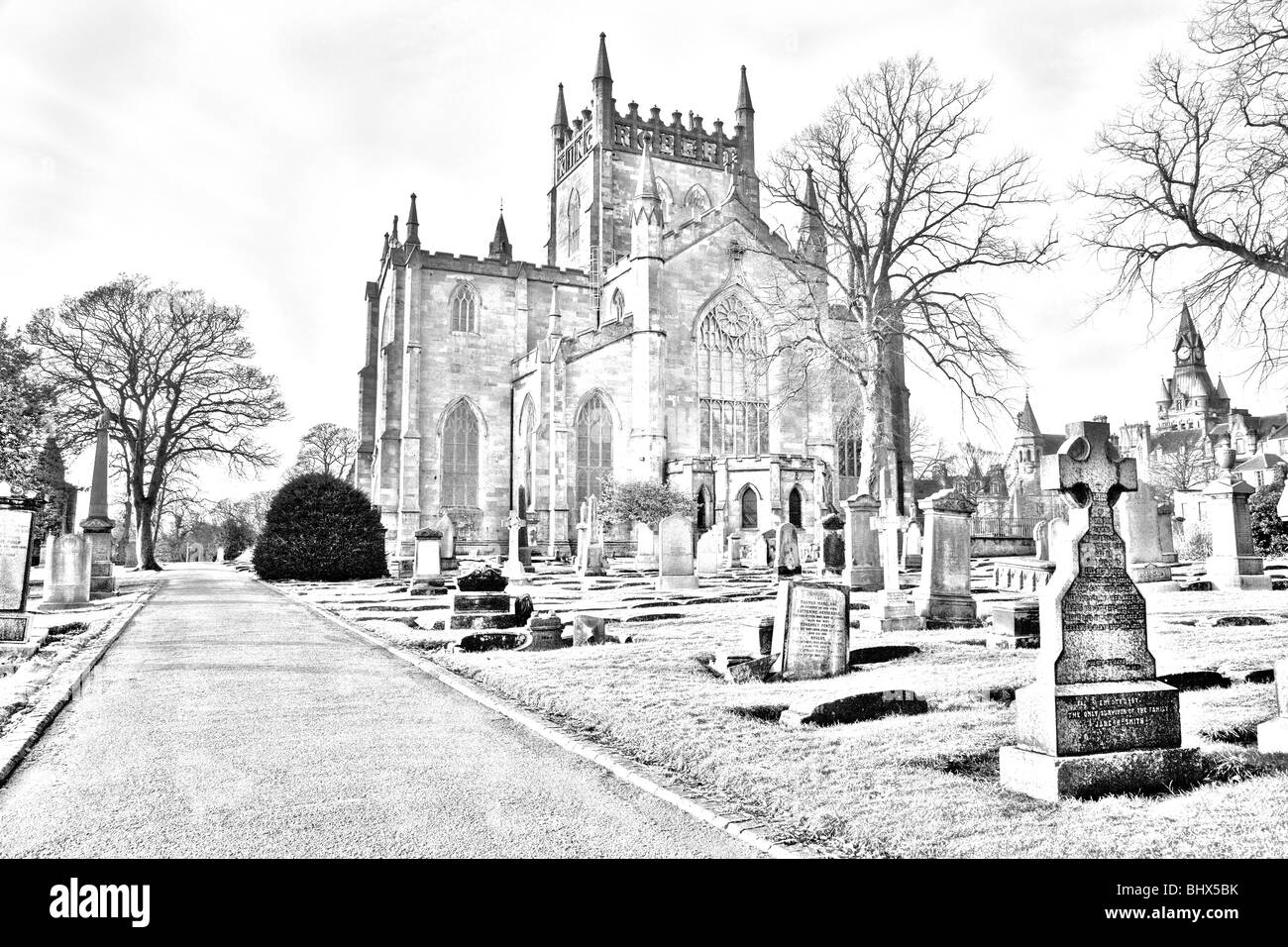 Skizze Zeichnung von Dunfermline Abbey, Dunfermline, Fife, Schottland Stockfoto