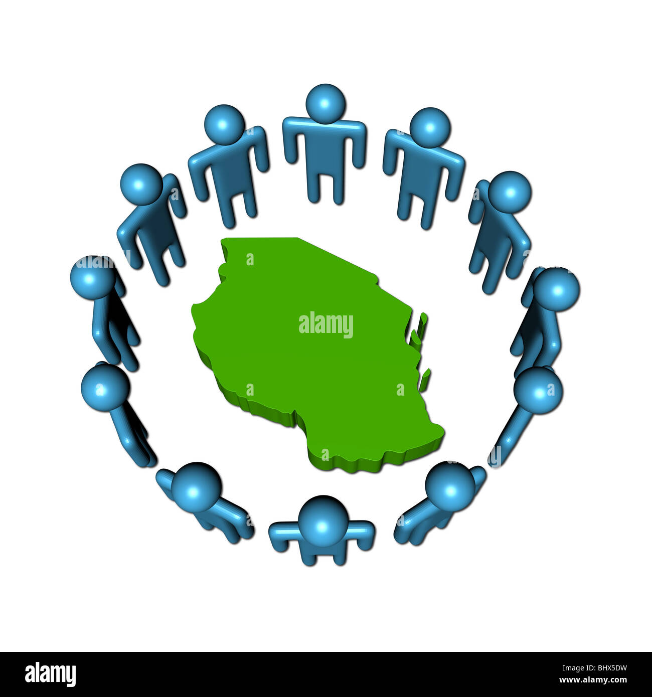 Kreis des abstrakten Menschen in Tansania Karte Abbildung Stockfoto