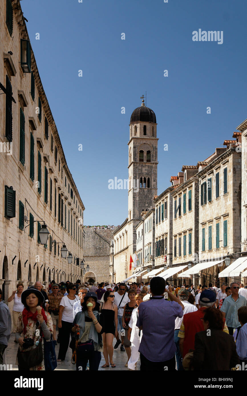 Placa Stadrun, Haupt-Einkaufsstraße im alten Stadtzentrum, Dubrovnik, Kroatien Stockfoto