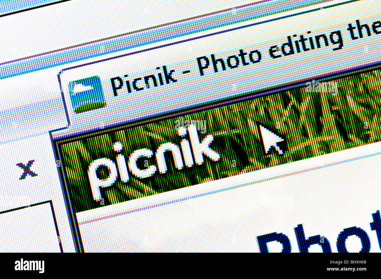Makro-Screenshot Picnik Website - der Online-Foto-Bearbeitungs-Service im März 2010 von Google gekauft. Nur zur redaktionellen Verwendung. Stockfoto