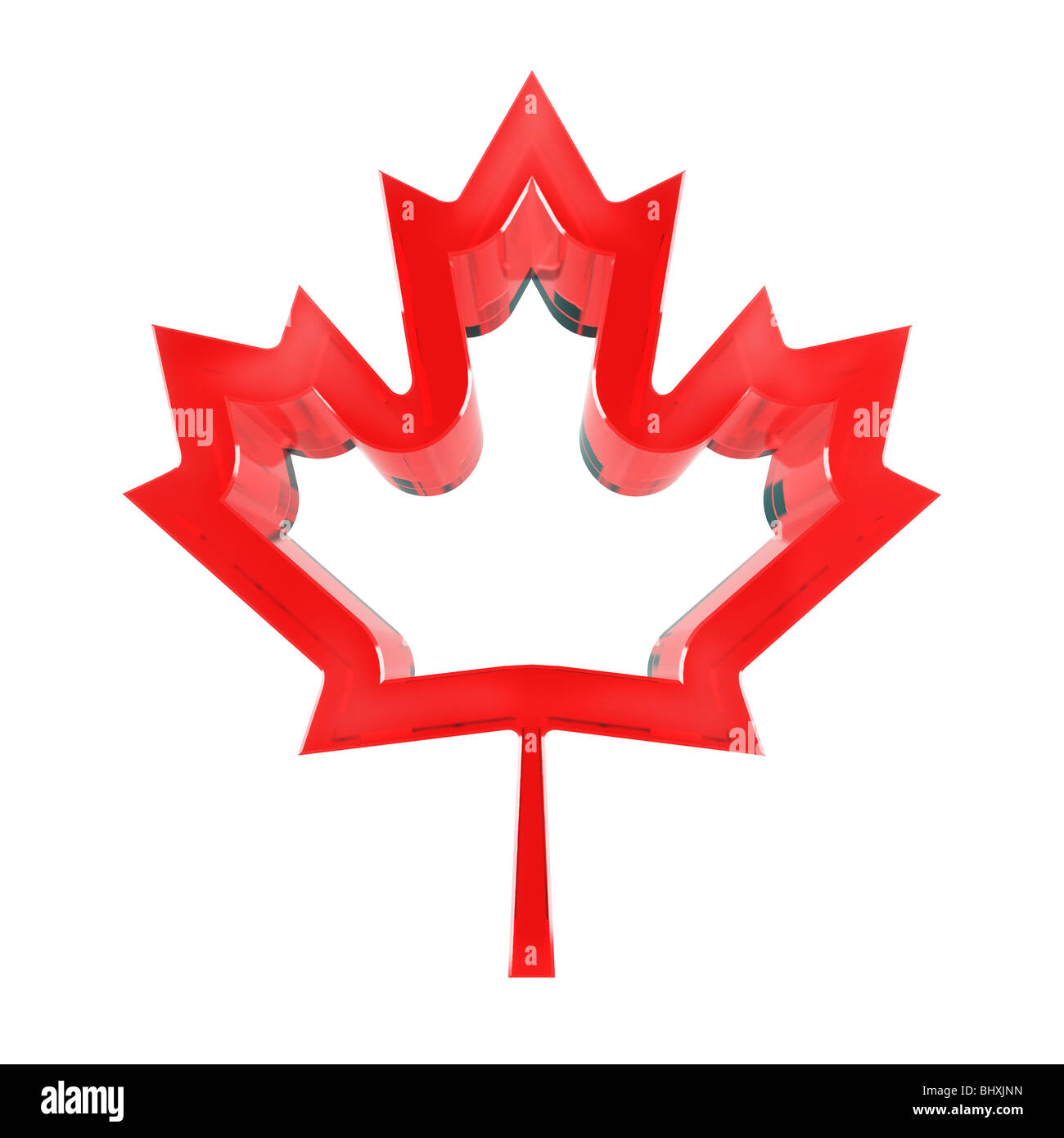 Rot-Ahorn Blatt Symbol für Kanada 3D-Illustration isoliert auf weißem Hintergrund Stockfoto