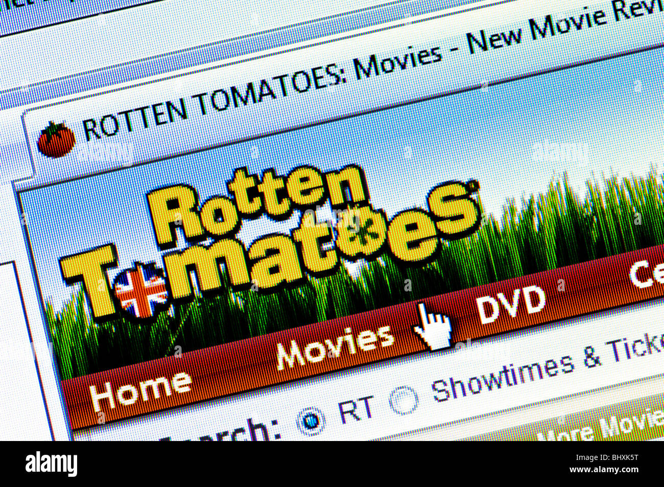 Makro-Screenshot der Webseite Rotten Tomatoes - der Website für die Kino-News und Rezensionen. Nur zur redaktionellen Verwendung. Stockfoto