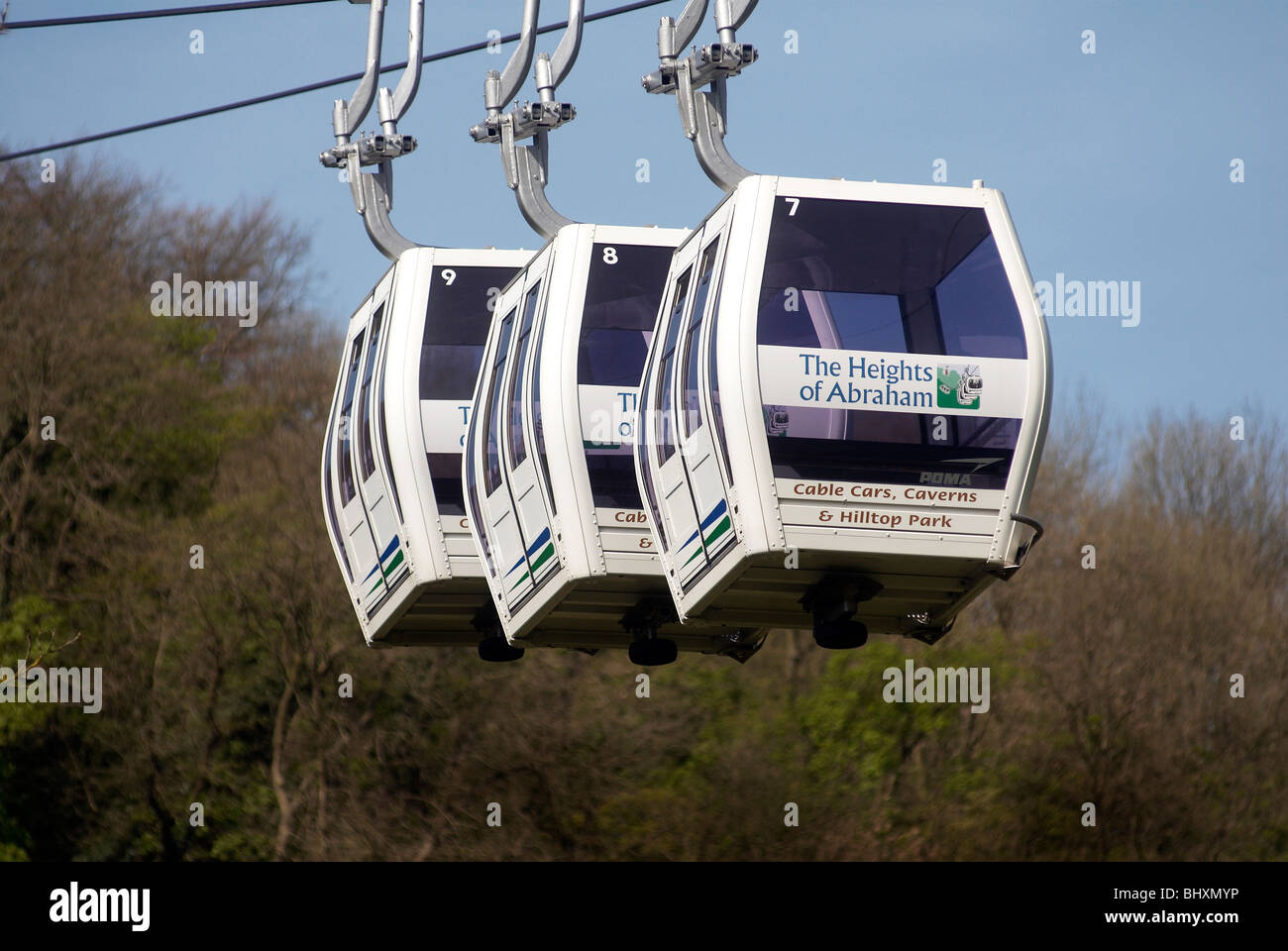 Seilbahnen in die Höhen des Abraham-derbyshire Stockfoto