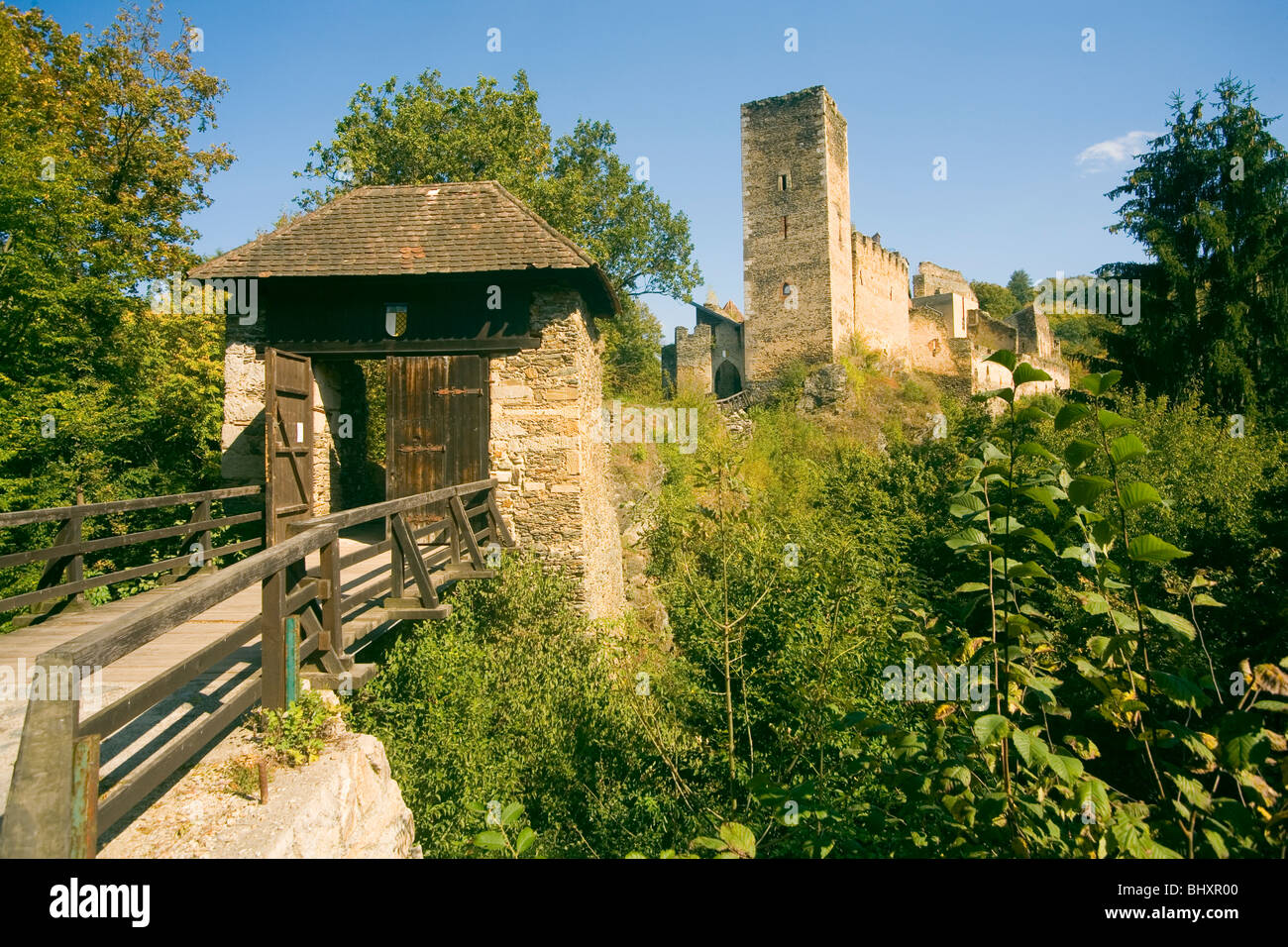 Kaja Burg, Österreich, Niederösterreich, Weinviertel Region Thayatal Stockfoto