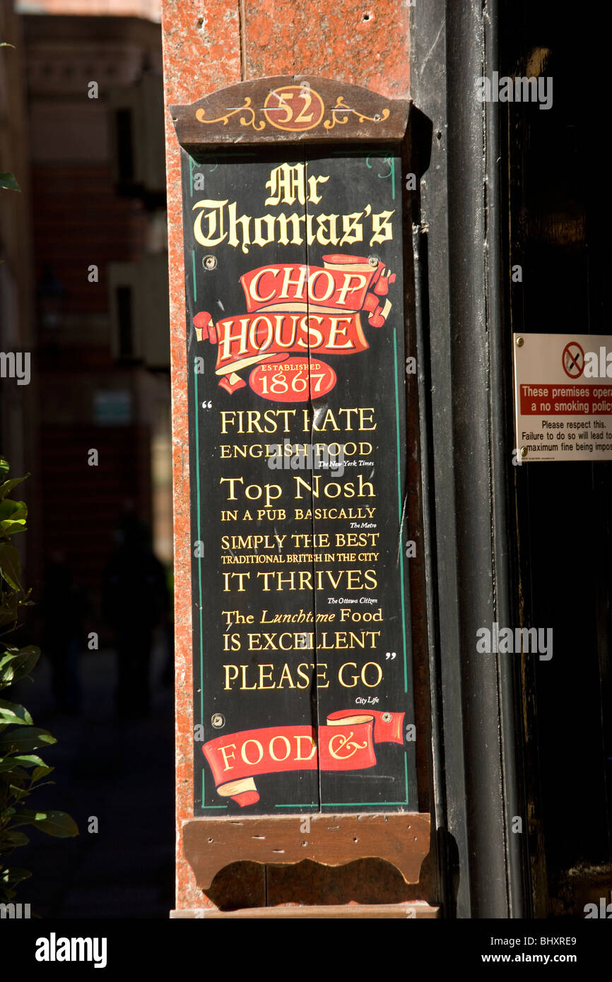 Herr Thomas Chop House Restaurant am Cross Street Manchester Stockfoto