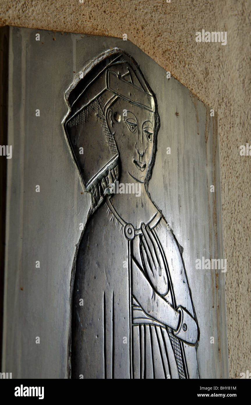 Messing von Laetitia (Lettice) Thorpe in St. Michael und alle Engel Kirche, Newnham, Northamptonshire, England, Vereinigtes Königreich Stockfoto