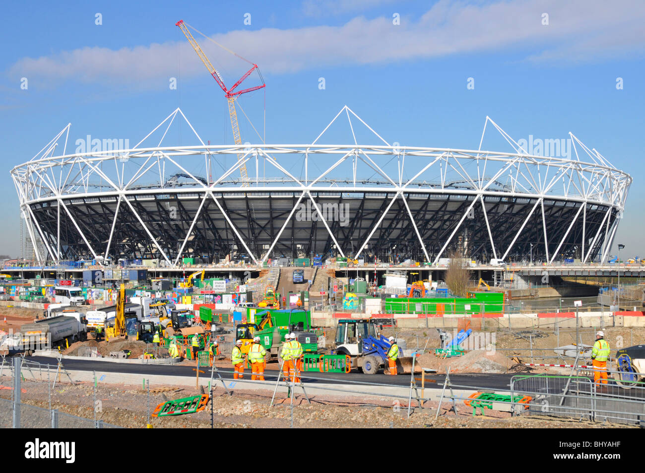 London Olympische Paralympische Spiele 2012 Hauptsportstadion Bau Baustelle Bauarbeiten in Progress Stratford Newham East London England UK Stockfoto