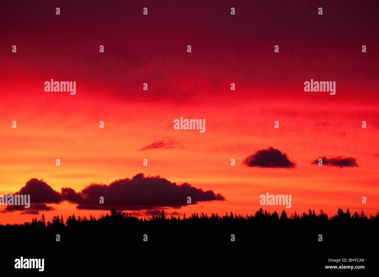 NEUFUNDLAND, BRILLANTE SUNRISE. GROS MORNE NATIONAL PARK Stockfoto