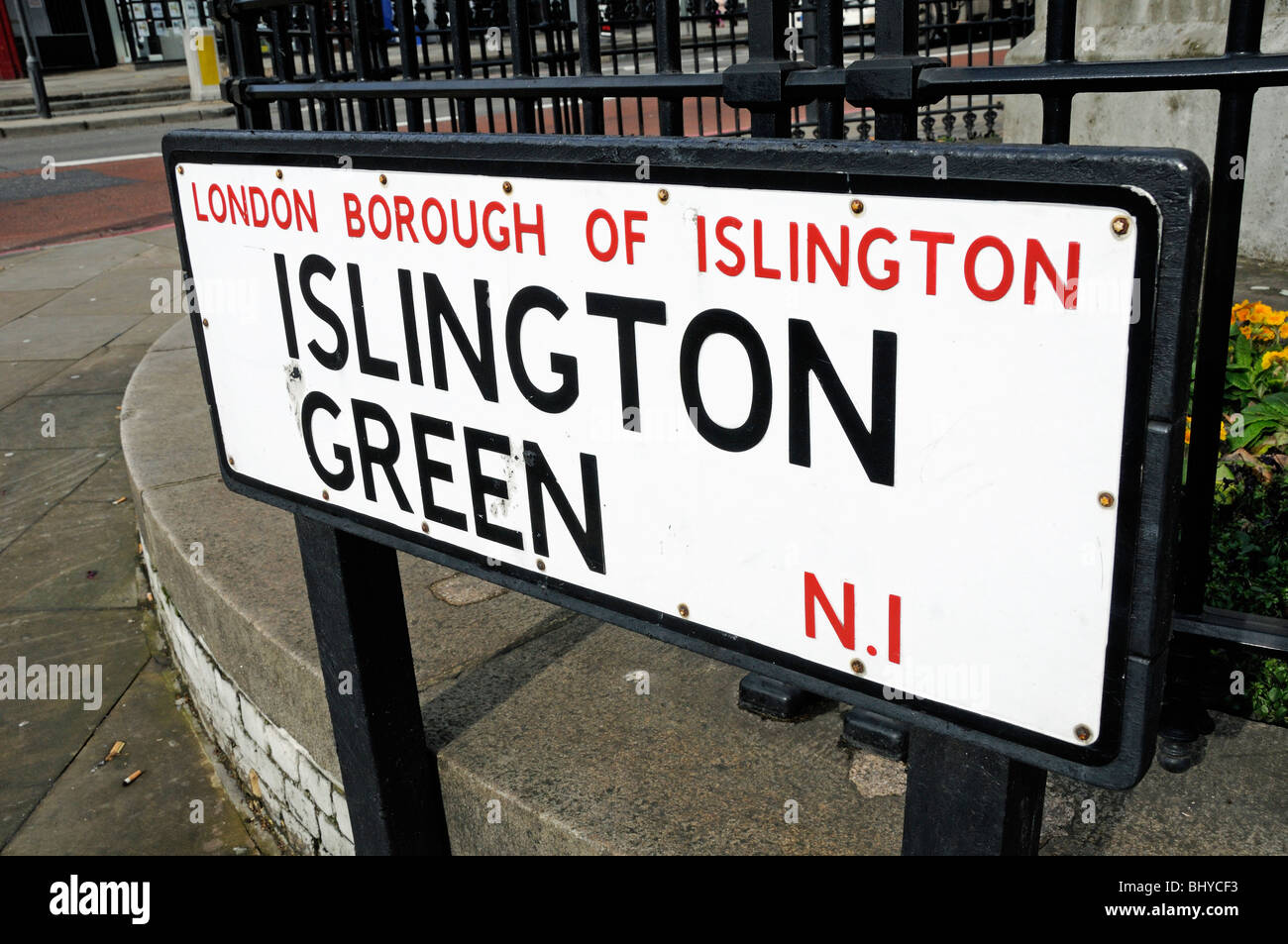 Islington Green N1, London Borough of Islington street Schild, England UK Stockfoto