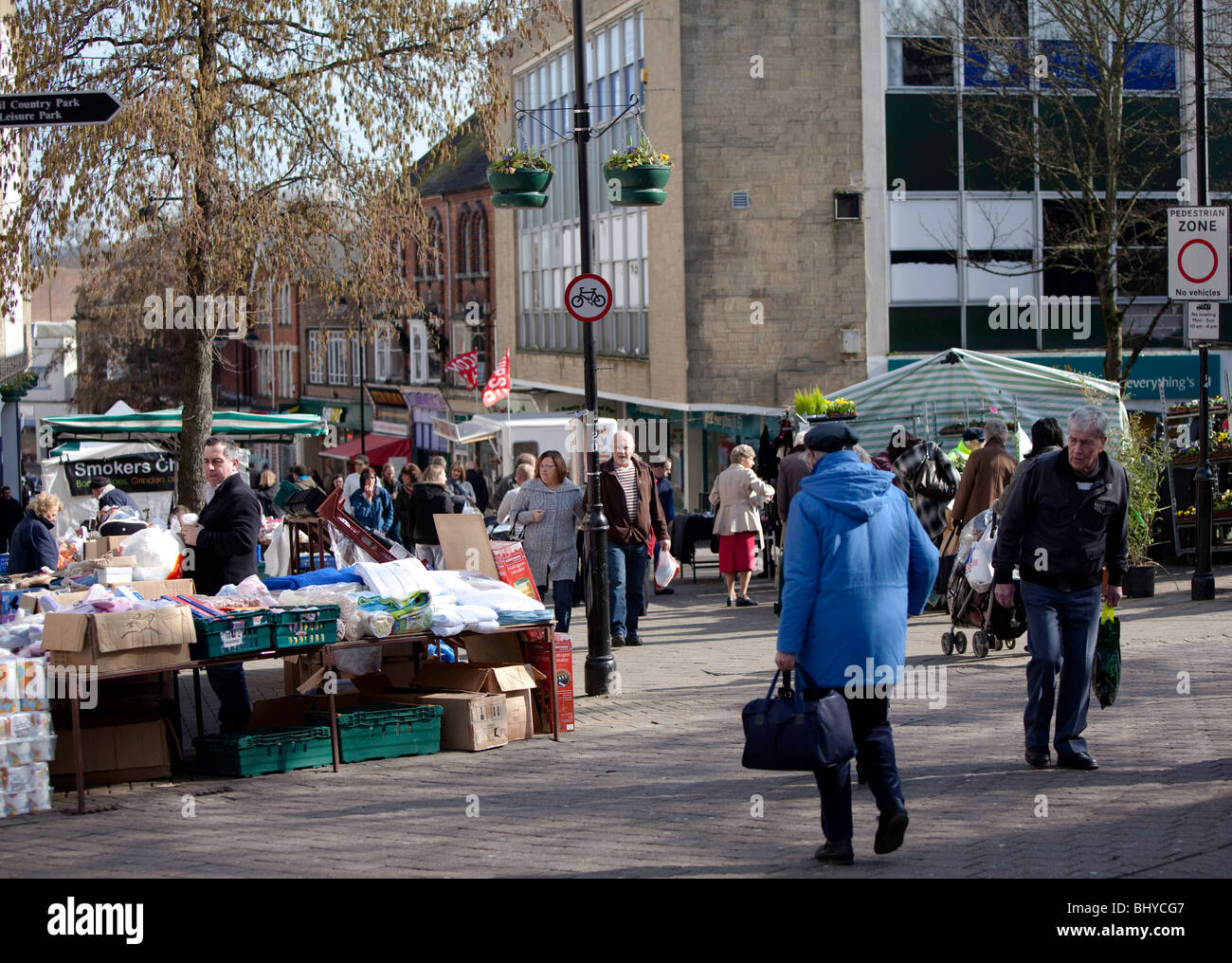 Yeovil Stadtzentrum Straßenmarkt Stockfoto