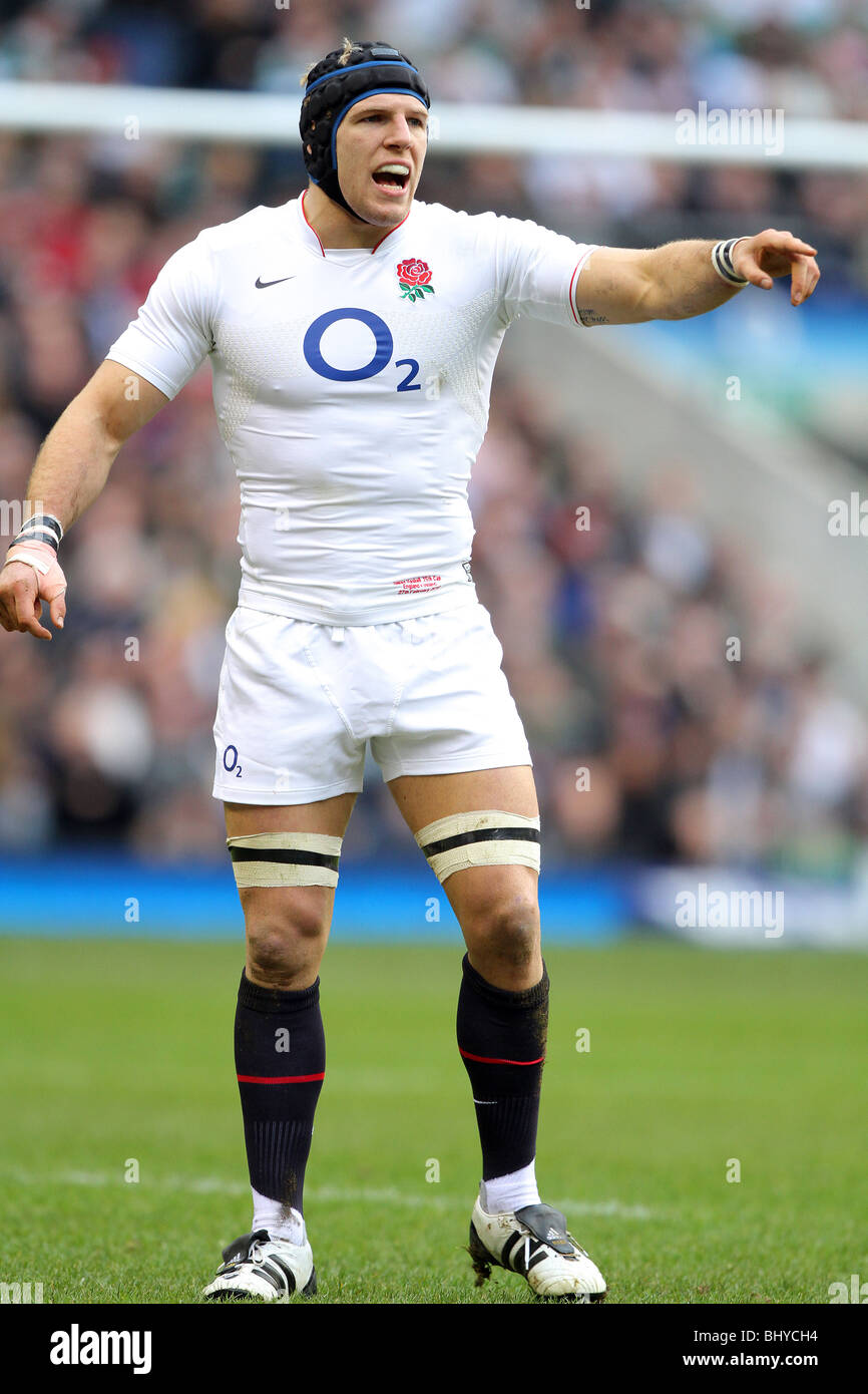 JAMES HASKELL ENGLAND & STADE FRANCAIS TWICKENHAM MIDDLESEX ENGLAND 27. Februar 2010 Stockfoto