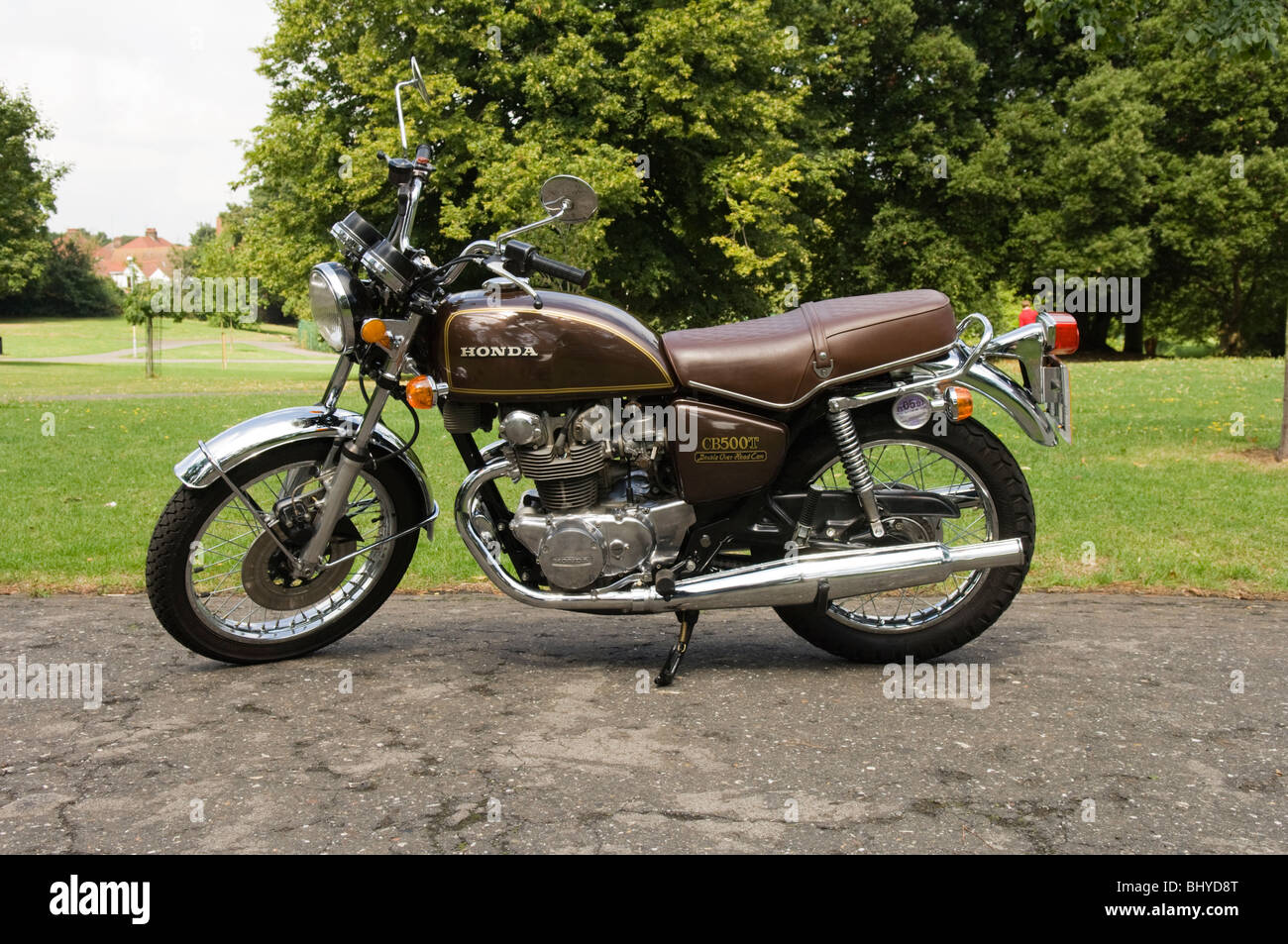 1970er Jahren Honda CB500T Motorrad von der Seite gesehen Stockfoto