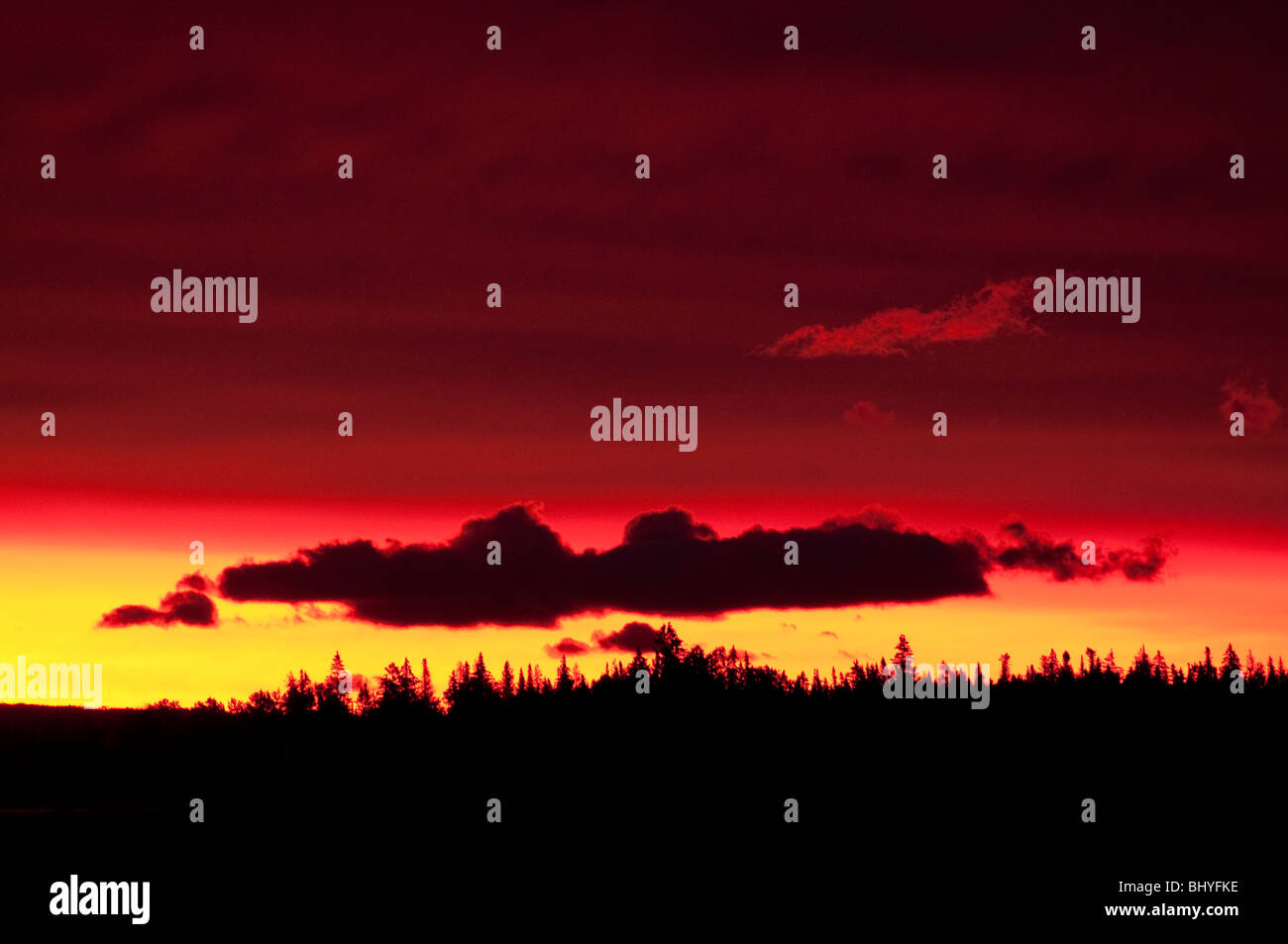 NEUFUNDLAND, BRILLANTE SUNRISE. GROS MORNE NATIONAL PARK Stockfoto