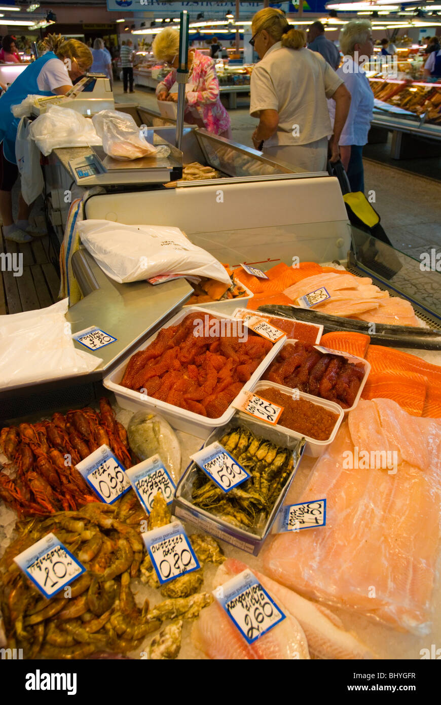 Meeresfrüchte-Stall im Centraltirgus Markt in Riga Lettland Europa Stockfoto