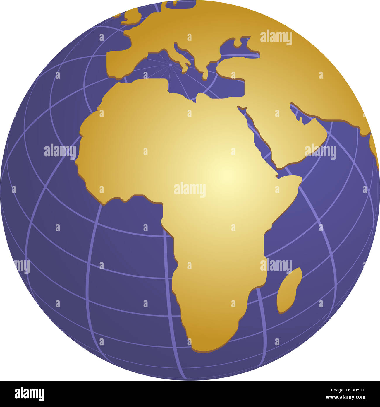 Welt Karte Abbildung der Kontinente Afrika, Naher Osten Stockfotografie