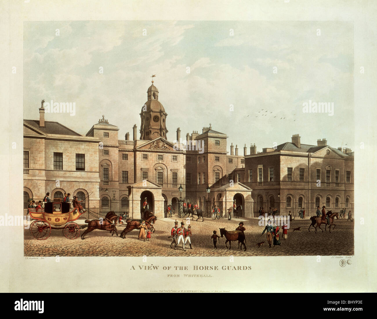 "Ein Blick der Horse Guards in Whitehall, London. Artist: Unbekannt Stockfoto