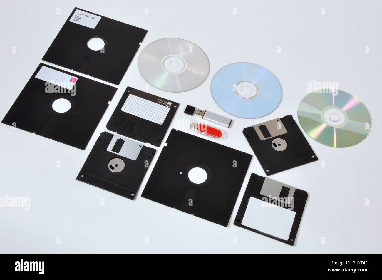 Verschiedene Computer Festplatten-Speichermedien Stockfoto