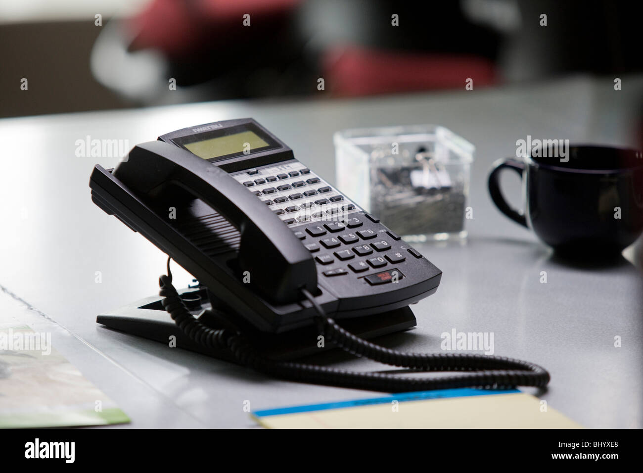 Telefon sitzt an einem Schreibtisch für das Shooting für den World Wildlife Fund 6. Oktober 2009 im Virginia Zoo in Norfolk, Virginia. Stockfoto